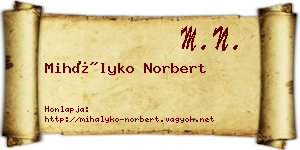 Mihályko Norbert névjegykártya